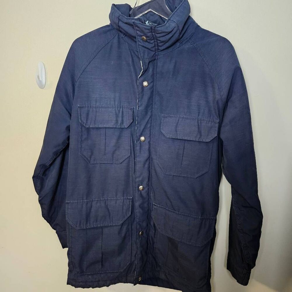 Vintage Woolrich Winter Parka Lined Field Jacket Blue Sz Small Made In USA 33304